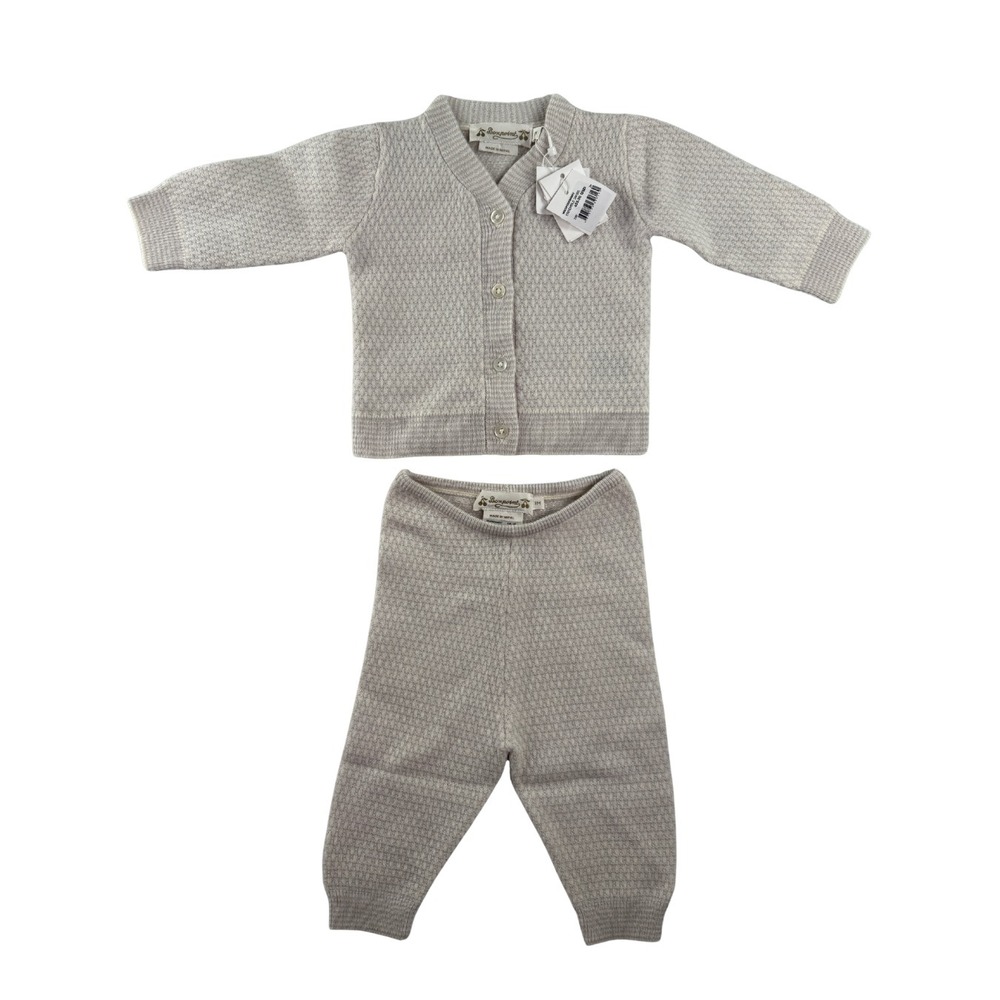 Bonpoint Baby Cashmere Set 3M NWT Ivory Gray Knit 2 Piece Luxury Outfit Gift